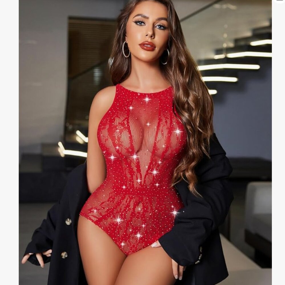 Rhinestone Sparkling Teddy Lingerie